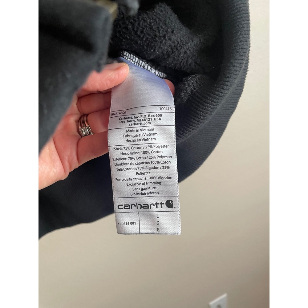 Carhartt Rain Defender Loose Fit Full Zip Hoodie Large Black Heavyweight Thermal - Picture 6 of 7